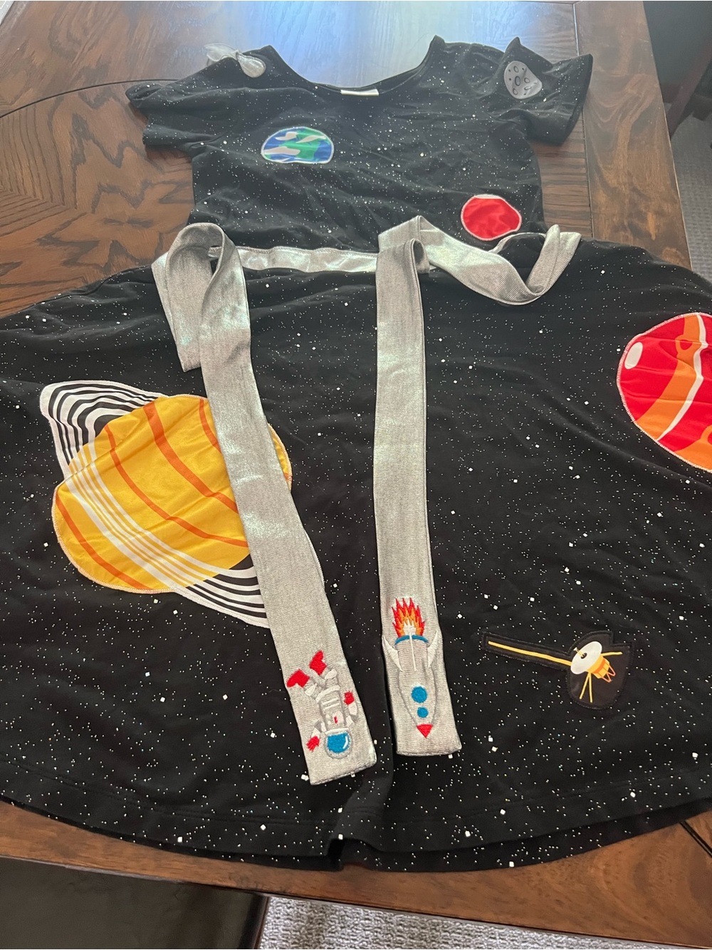 Kids Space Planet Costume Dress with Silver Belt
